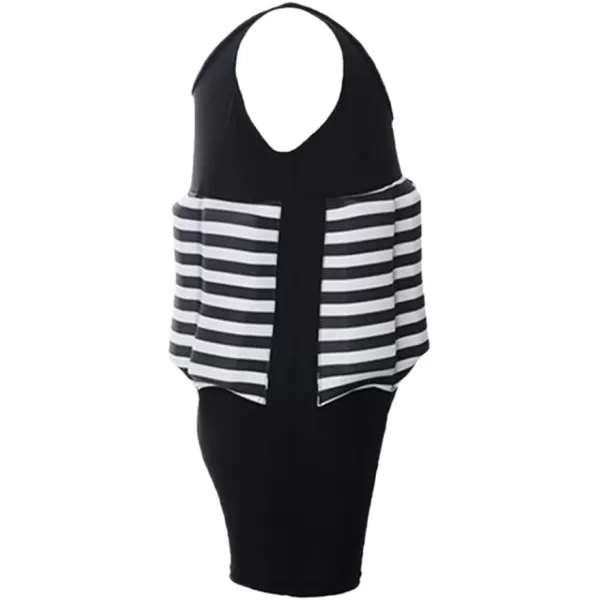 Kids Boys Girls Floatation Swimsuit with Adjustable Buoyancy Baby Float Suit Swim Vest One Piece Swimwear Bathing SuitBlack  White Striped