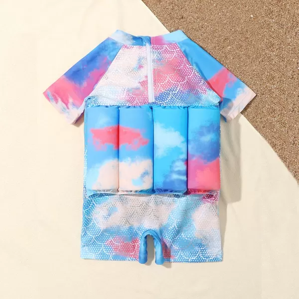 Kids Boys Girls Floatation Swimsuit with Adjustable Buoyancy Baby Float Suit Swim Vest One Piece Swimwear Bathing SuitBlue  Colorful