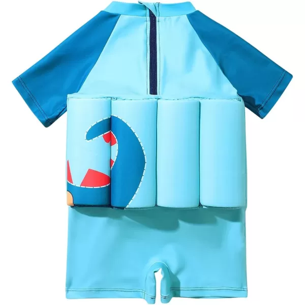 Kids Boys Girls Floatation Swimsuit with Adjustable Buoyancy Baby Float Suit Swim Vest One Piece Swimwear Bathing SuitBlue Dinosaur  Guitar