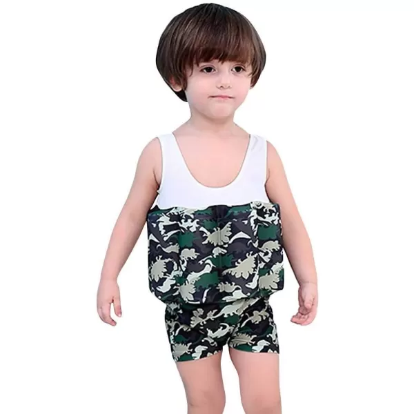 Kids Boys Girls Floatation Swimsuit with Adjustable Buoyancy Baby Float Suit Swim Vest One Piece Swimwear Bathing SuitGreen Camouflage