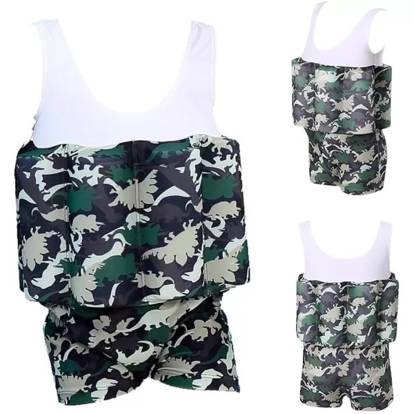 Kids Boys Girls Floatation Swimsuit with Adjustable Buoyancy Baby Float Suit Swim Vest One Piece Swimwear Bathing SuitGreen Camouflage