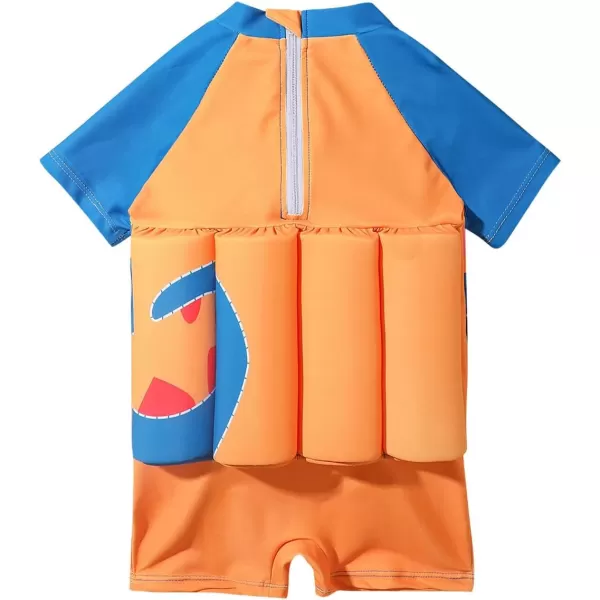 Kids Boys Girls Floatation Swimsuit with Adjustable Buoyancy Baby Float Suit Swim Vest One Piece Swimwear Bathing SuitOrange Dinosaur  Guitar