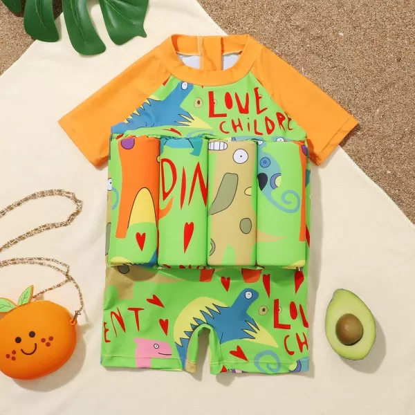 Kids Boys Girls Floatation Swimsuit with Adjustable Buoyancy Baby Float Suit Swim Vest One Piece Swimwear Bathing SuitOrange Dinosaur  Letters