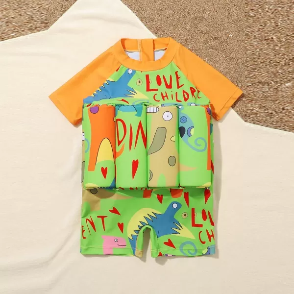 Kids Boys Girls Floatation Swimsuit with Adjustable Buoyancy Baby Float Suit Swim Vest One Piece Swimwear Bathing SuitOrange Dinosaur  Letters