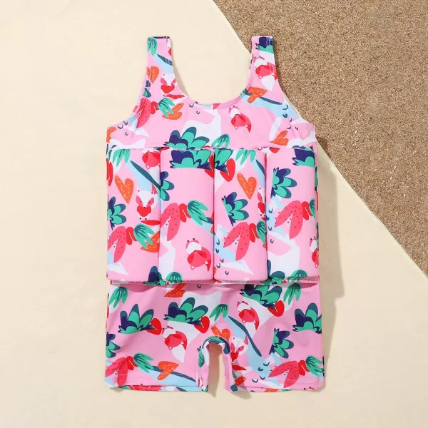 Kids Boys Girls Floatation Swimsuit with Adjustable Buoyancy Baby Float Suit Swim Vest One Piece Swimwear Bathing SuitPink Fox