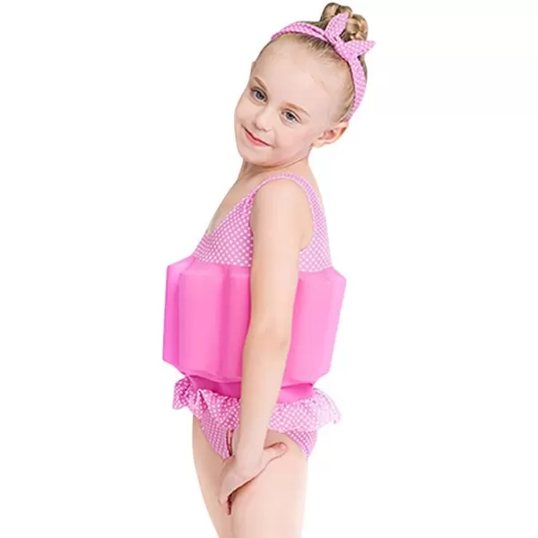 Kids Boys Girls Floatation Swimsuit with Adjustable Buoyancy Baby Float Suit Swim Vest One Piece Swimwear Bathing SuitPink Polka Dot