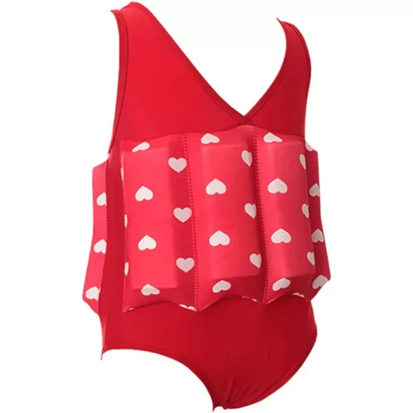 Kids Boys Girls Floatation Swimsuit with Adjustable Buoyancy Baby Float Suit Swim Vest One Piece Swimwear Bathing SuitRed  Heart