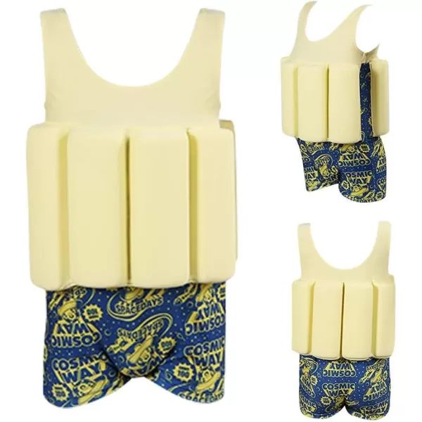 Kids Boys Girls Floatation Swimsuit with Adjustable Buoyancy Baby Float Suit Swim Vest One Piece Swimwear Bathing SuitYellow