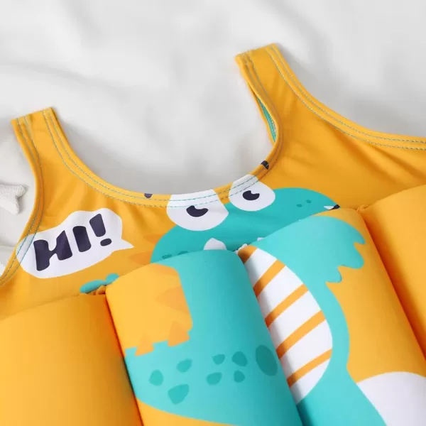 Kids Boys Girls Floatation Swimsuit with Adjustable Buoyancy Baby Float Suit Swim Vest One Piece Swimwear Bathing SuitYellow Dinosaur