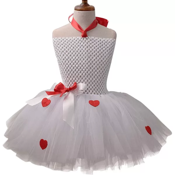 Kids Girls Christmas Party Dress Santa Deer Giraffe Costume Crochet Ruffle Tutu Skirt with Headband Birthday Outfit SetWhite Flower