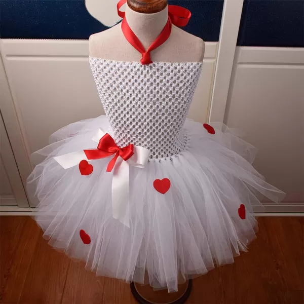 Kids Girls Christmas Party Dress Santa Deer Giraffe Costume Crochet Ruffle Tutu Skirt with Headband Birthday Outfit SetWhite Flower