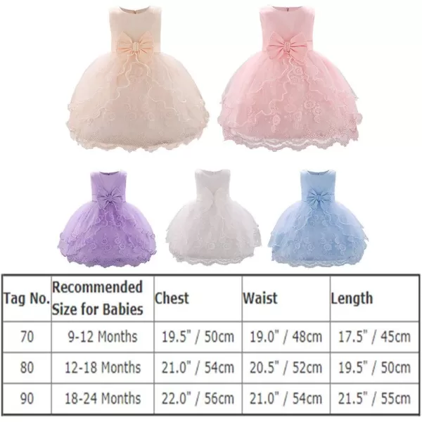 Lace Flower Girls Bowknot Tutu Dress for Baby Infant Christening Baptism Gown Princess Pageant Wedding Party Tulle DressesChampagne