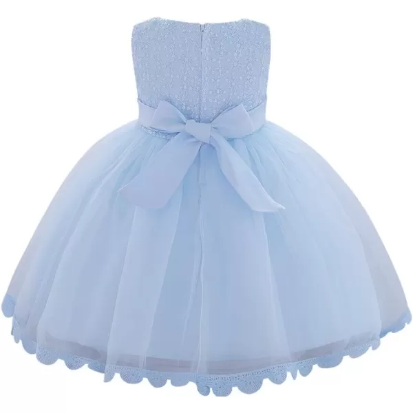 Lace Flower Girls Sequins Bow Tutu Dress for Infant Baby Christening Baptism Communion Birthday Party Wedding DressesBlue