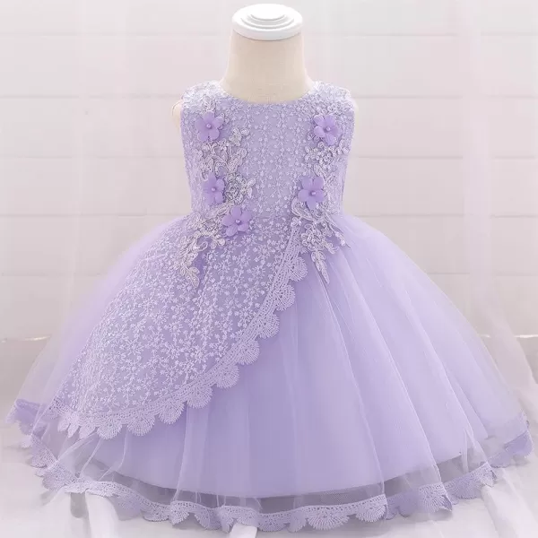 Lace Flower Girls Sequins Bow Tutu Dress for Infant Baby Christening Baptism Communion Birthday Party Wedding DressesPurple