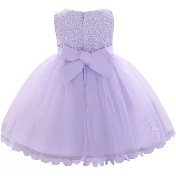 Lace Flower Girls Sequins Bow Tutu Dress for Infant Baby Christening Baptism Communion Birthday Party Wedding DressesPurple