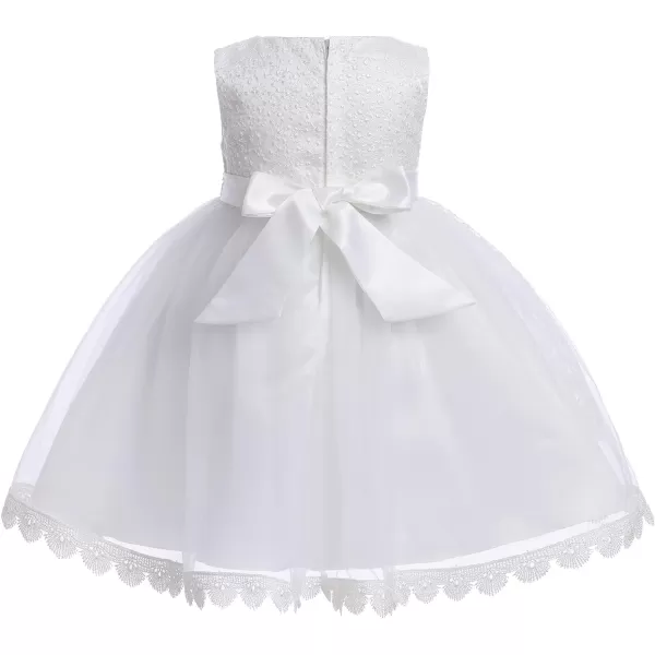 Lace Flower Girls Sequins Bow Tutu Dress for Infant Baby Christening Baptism Communion Birthday Party Wedding DressesWhite