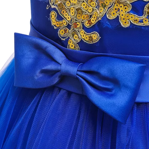 Lace Flower Girls Sequins Bowknot Tutu Dress for Kids Baby Christening Baptism Communion Birthday Party Wedding DressesRoyal Blue