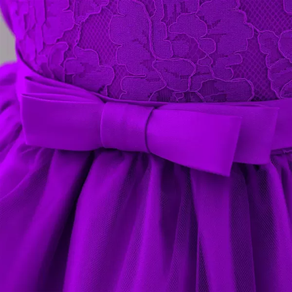 Lace Flower Girls Tutu Dress for Kids Baby Christening Baptism Communion Birthday Party Formal Wedding DressesHeadwearDark Purple