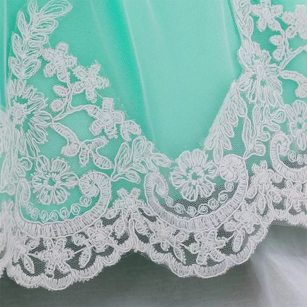 Lace Flower Girls Tutu Dress for Kids Baby Christening Baptism Communion Birthday Party Formal Wedding DressesHeadwearLight Green