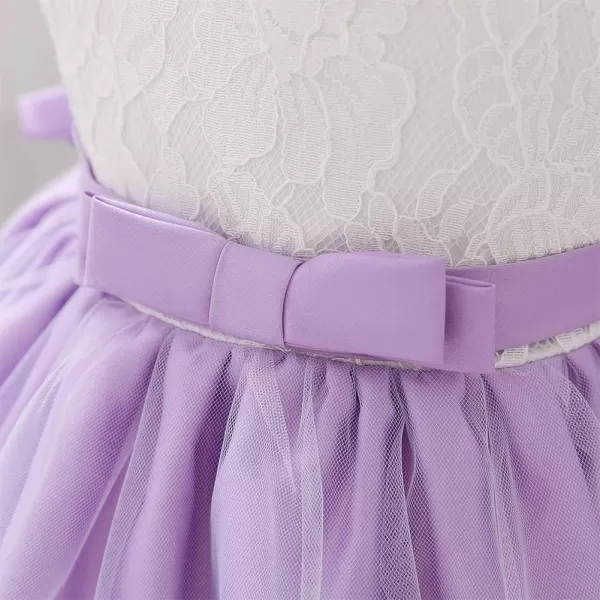 Lace Flower Girls Tutu Dress for Kids Baby Christening Baptism Communion Birthday Party Formal Wedding DressesHeadwearLilac