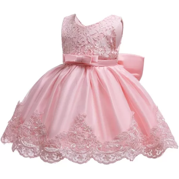 Lace Flower Girls Tutu Dress for Kids Baby Christening Baptism Communion Birthday Party Formal Wedding DressesHeadwearPink 2