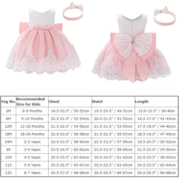 Lace Flower Girls Tutu Dress for Kids Baby Christening Baptism Communion Birthday Party Formal Wedding DressesHeadwearPink 2