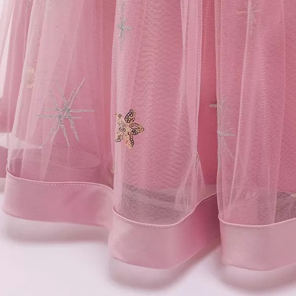 Little Big Girls Flower Lace Long Princess Dress Kids Wedding Bridesmaid Pageant Party Communion Puffy Tulle Ball GownsDusty Pink