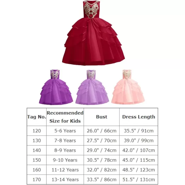 Little Big Girls Flower Lace Long Princess Dress Kids Wedding Bridesmaid Pageant Party Communion Puffy Tulle Ball GownsLight Purple  Sleeveless