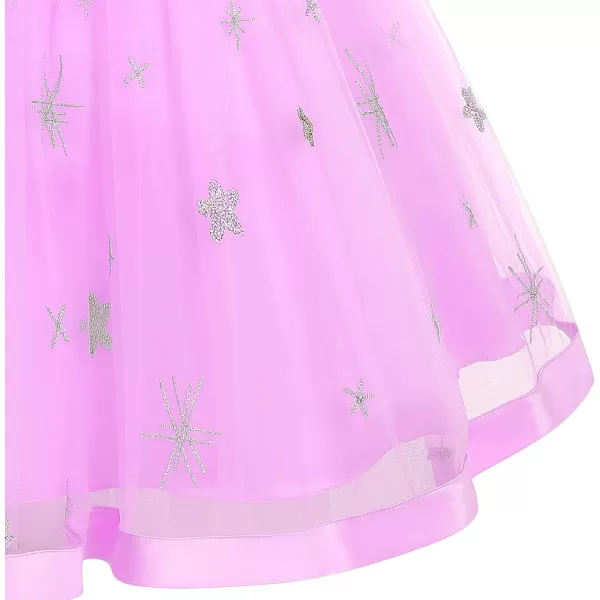 Little Big Girls Flower Lace Long Princess Dress Kids Wedding Bridesmaid Pageant Party Communion Puffy Tulle Ball GownsLight Purple
