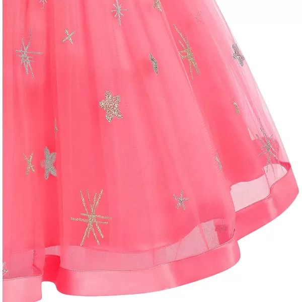 Little Big Girls Flower Lace Long Princess Dress Kids Wedding Bridesmaid Pageant Party Communion Puffy Tulle Ball GownsWatermelon Red