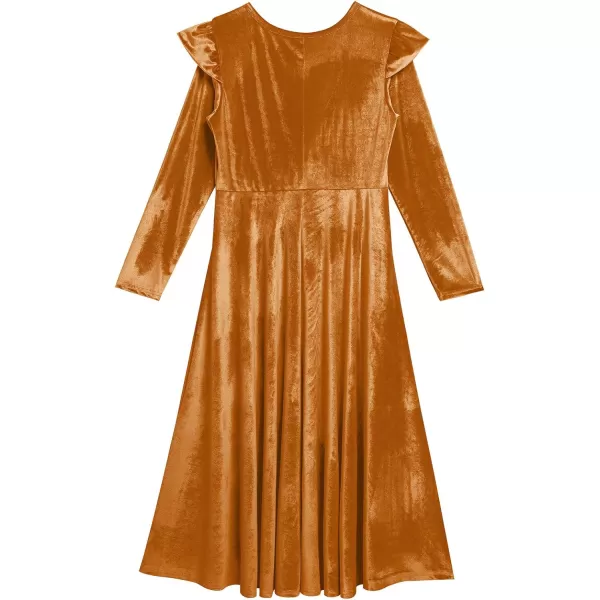 Mommy and Me Dress Ruffle Long Sleeve Casual Christmas Party Velvet Dress Mother Daughter Family Matching Dress ClothesYellow