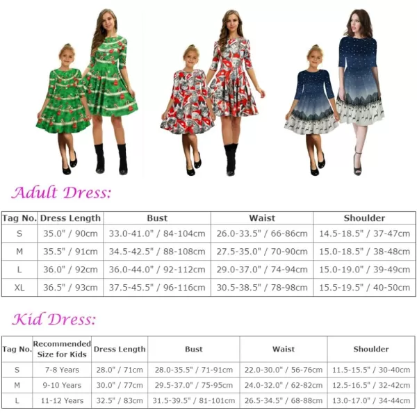 Mother Daughter Christmas Dress for Women Girls Xmas Holiday Cocktail Party Dresses Mommy and Me Family Matching OutfitBlue Galaxy