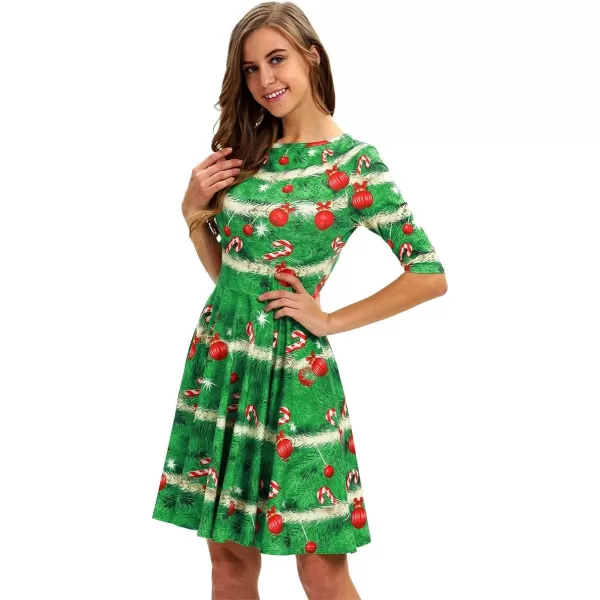 Mother Daughter Christmas Dress for Women Girls Xmas Holiday Cocktail Party Dresses Mommy and Me Family Matching OutfitGreen Candy Cane