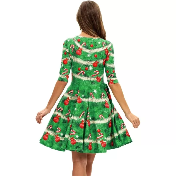 Mother Daughter Christmas Dress for Women Girls Xmas Holiday Cocktail Party Dresses Mommy and Me Family Matching OutfitGreen Candy Cane