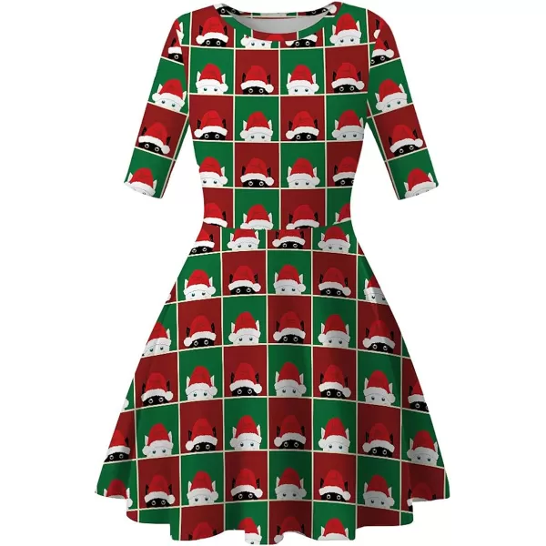 Mother Daughter Christmas Dress for Women Girls Xmas Holiday Cocktail Party Dresses Mommy and Me Family Matching OutfitRed  Green Santa Hat