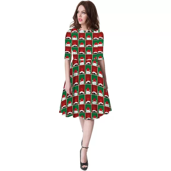 Mother Daughter Christmas Dress for Women Girls Xmas Holiday Cocktail Party Dresses Mommy and Me Family Matching OutfitRed  Green Santa Hat