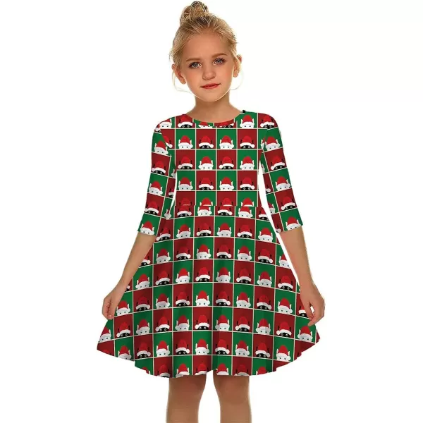 Mother Daughter Christmas Dress for Women Girls Xmas Holiday Cocktail Party Dresses Mommy and Me Family Matching OutfitRed  Green Santa Hat