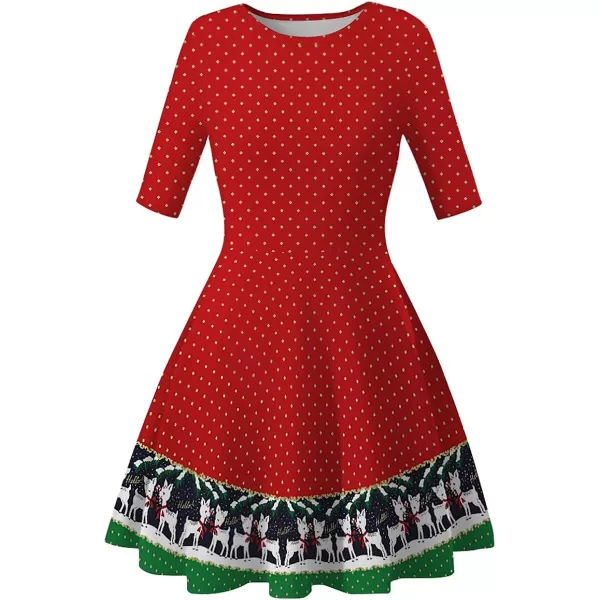 Mother Daughter Christmas Dress for Women Girls Xmas Holiday Cocktail Party Dresses Mommy and Me Family Matching OutfitRed Dots