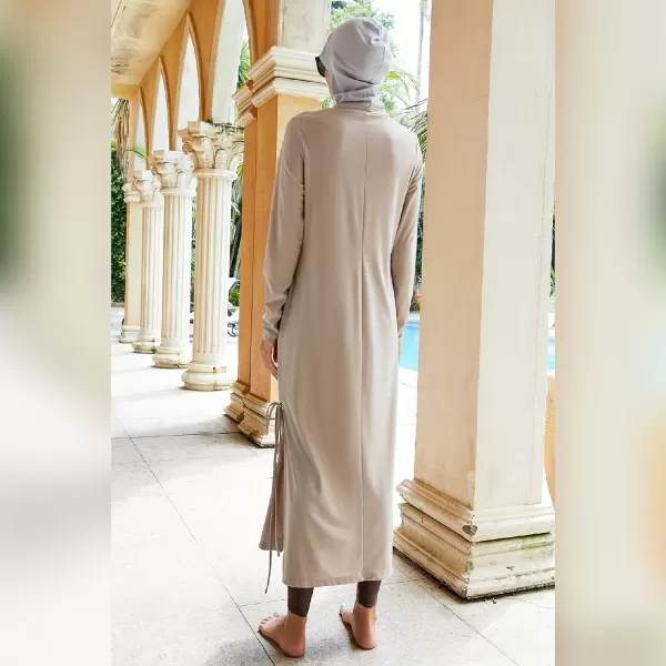 Muslim Swimsuits for Women Modest Islamic Arabic Swimwear Burkini Full Cover Hijab Top Pants Swimming Cap Bathing SuitsApricot