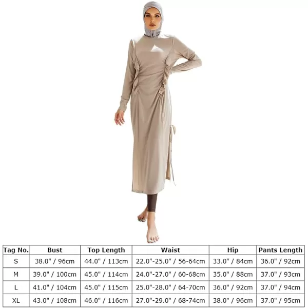 Muslim Swimsuits for Women Modest Islamic Arabic Swimwear Burkini Full Cover Hijab Top Pants Swimming Cap Bathing SuitsApricot