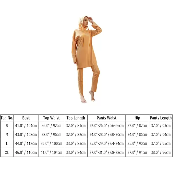 Muslim Swimsuits for Women Modest Islamic Arabic Swimwear Burkini Full Cover Hijab Top Pants Swimming Cap Bathing SuitsOrange