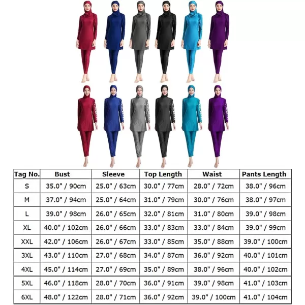 Muslim Swimsuits for Women Modest Islamic Swimwear Burkini Full Cover Hijab Top Pants with Swimming Cap Bathing SuitsBlack  Solid