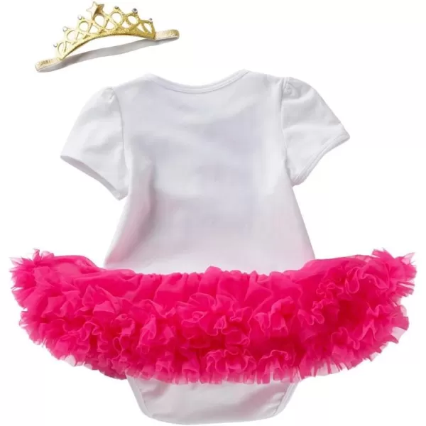 My 12 1st 2nd Birthday Outfit Girl Baby Romper Tutu DressShiny Crown Headband Cake Smash Dress Clothes 2PCS Skirt SetHot Pink 1st Birthday