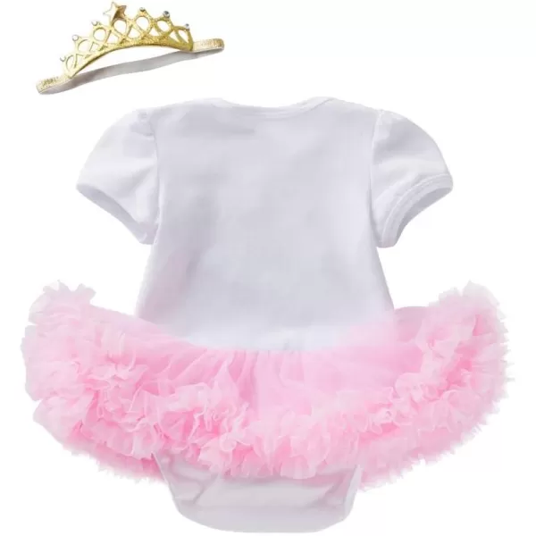 My 12 1st 2nd Birthday Outfit Girl Baby Romper Tutu DressShiny Crown Headband Cake Smash Dress Clothes 2PCS Skirt SetPink 1st Birthday