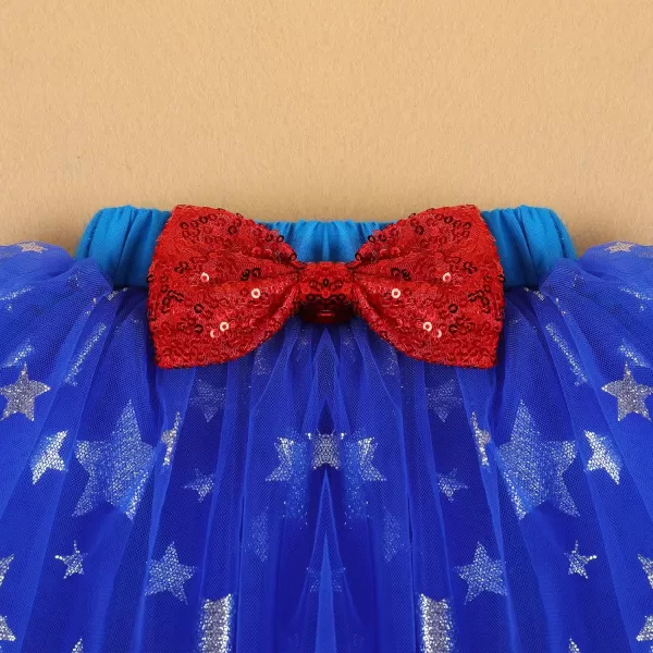 My 1st 4th of July Outfit Baby Girl RomperStar Tutu SkirtSequin HeadbandLeg Warmers Independence Day 4PCS Clothes Set001 White  Blue