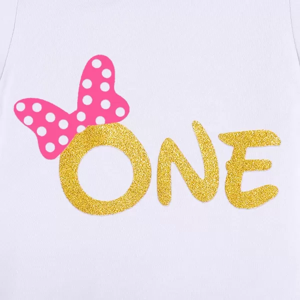 My 1st Birthday Baby Girl Mouse Cake Smash Outfit Polka Dot Romper Tutu Skirt Headband Dress Costume for Party Photo ShootWhite  Hot Pink