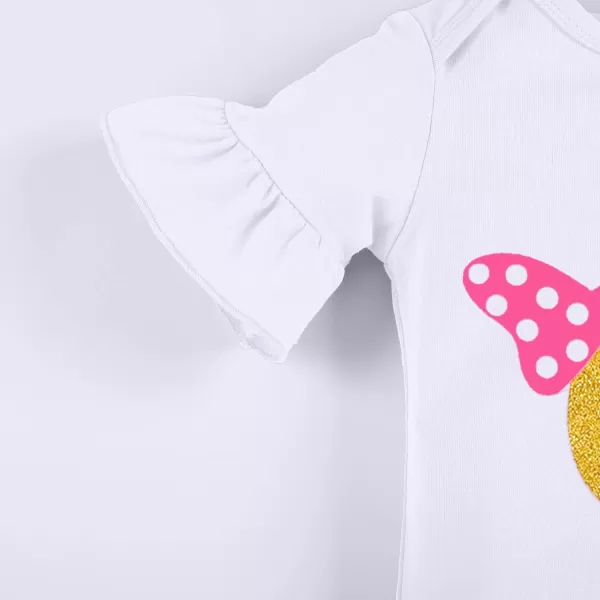 My 1st Birthday Baby Girl Mouse Cake Smash Outfit Polka Dot Romper Tutu Skirt Headband Dress Costume for Party Photo ShootWhite  Hot Pink