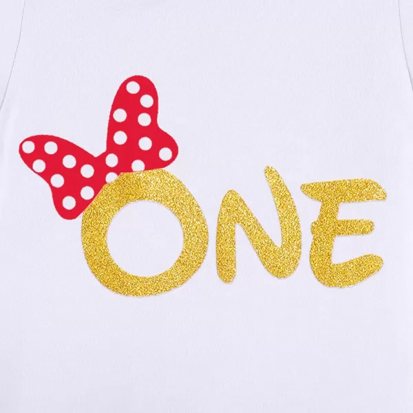 My 1st Birthday Baby Girl Mouse Cake Smash Outfit Polka Dot Romper Tutu Skirt Headband Dress Costume for Party Photo ShootWhite  Red