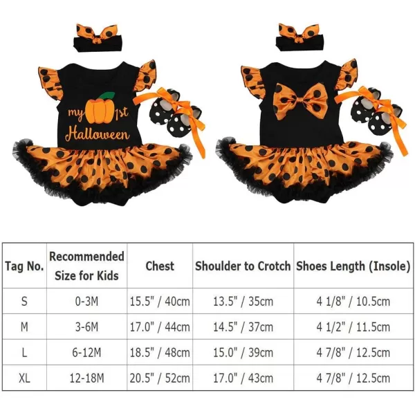 My 1st Halloween Outfit Baby Girls Pumpkin Romper Tutu Dress  Headband Shoes Birthday Party Dress up Costume 3pcs SetOrange Pumpkin