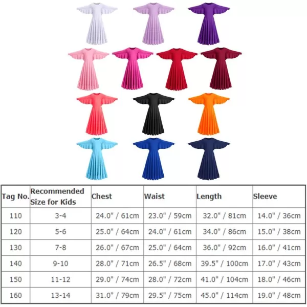 OwlFay Girls Angle Wings Priase Dance Dress Kids Ruffle Liturgical Lyrical Dancewear Long Sleeve Worship Dance Dress CostumeBlack